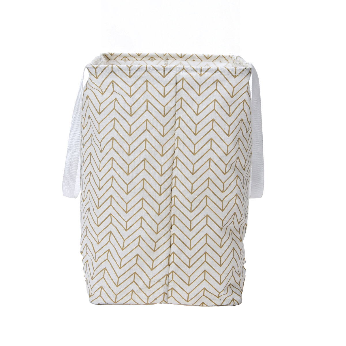 Krush Container Rectangular Laundry Bag with Handles, Tan Chevron